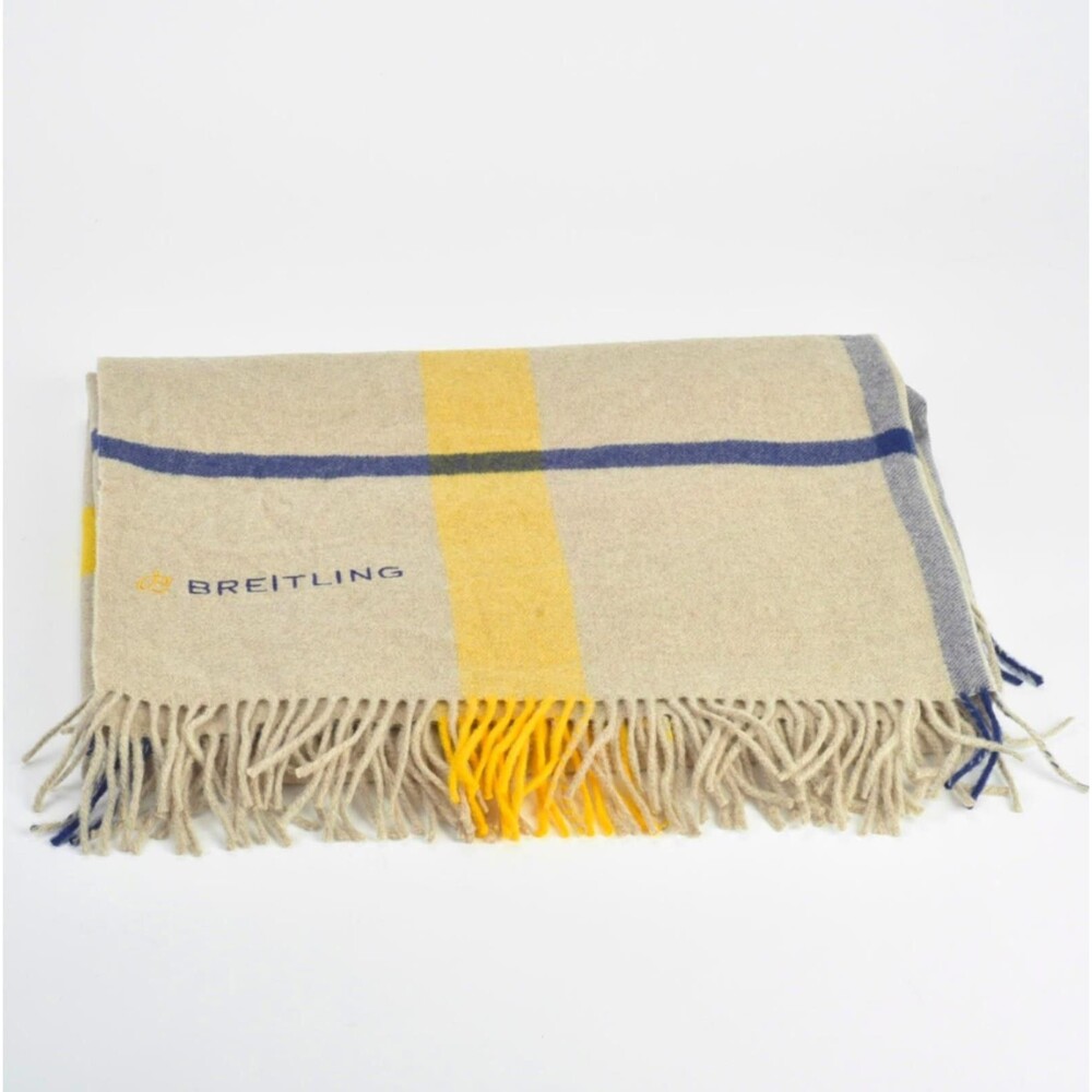 Breitling Unisex Virgin Wool Scarf Shawl Throw Nova Plaid Made in Italy